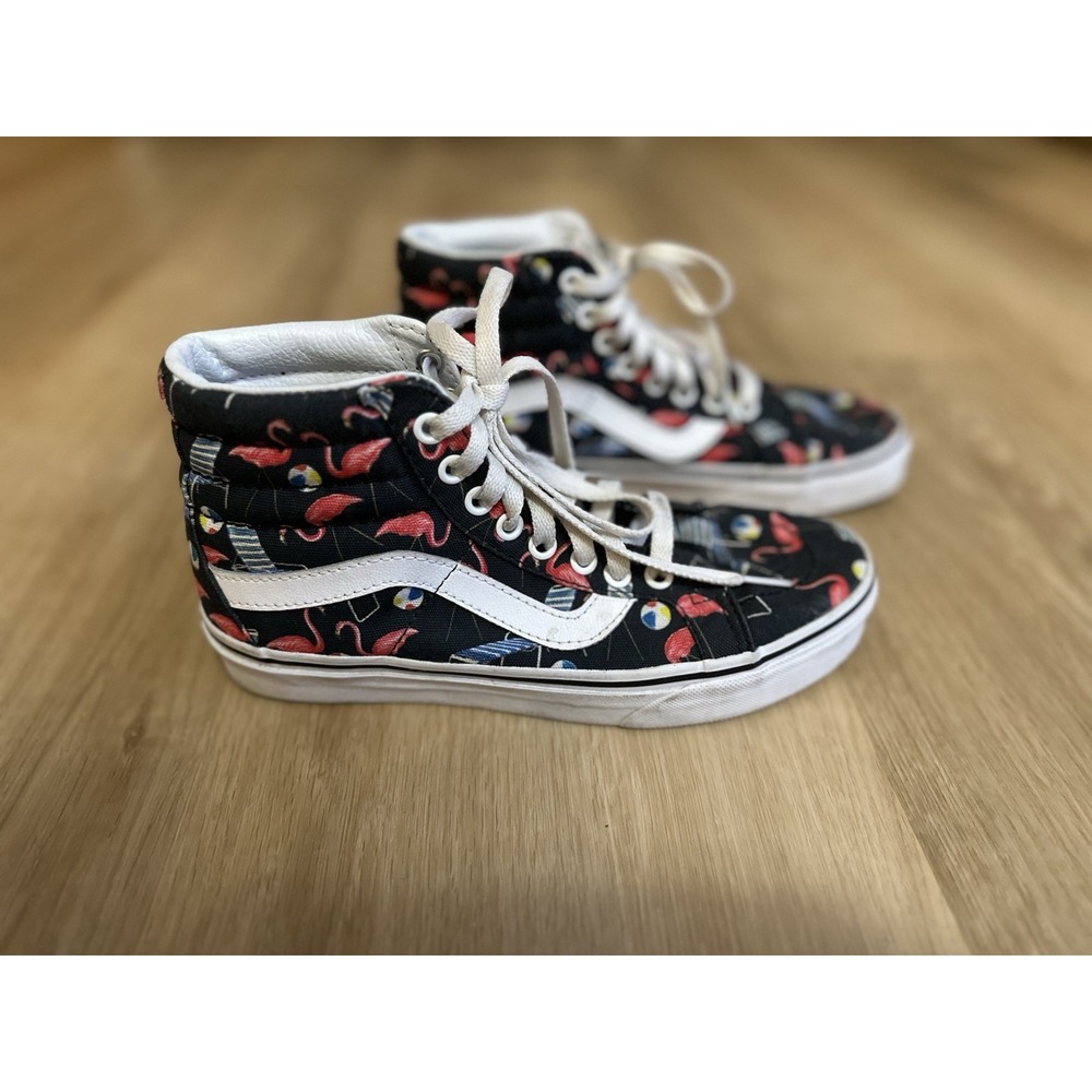 Vans‎ Sk8-Hi Black Pool Flamingo Beach Pool Vibes High Top Lace Up Sneaker Shoes
